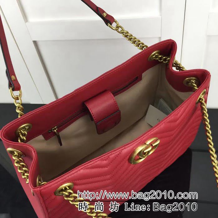 GUCCI古馳原單 新款專櫃品質原單貨實物實拍 453569 大紅雙鏈條挎包 HY1171